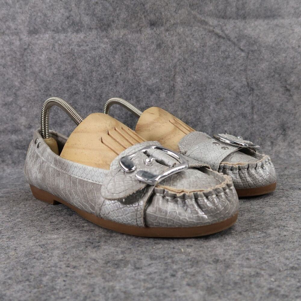 Rampage Shoes Womens 7.5 Loafer Flats Moc Toe Buckle Strap Fashion Classic Grey